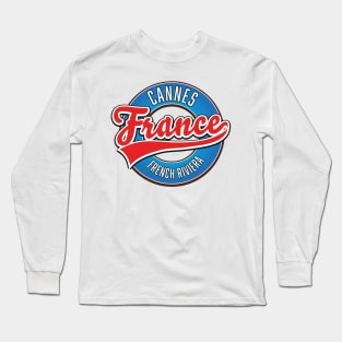 Cannes French Rivera France retro logo Long Sleeve T-Shirt